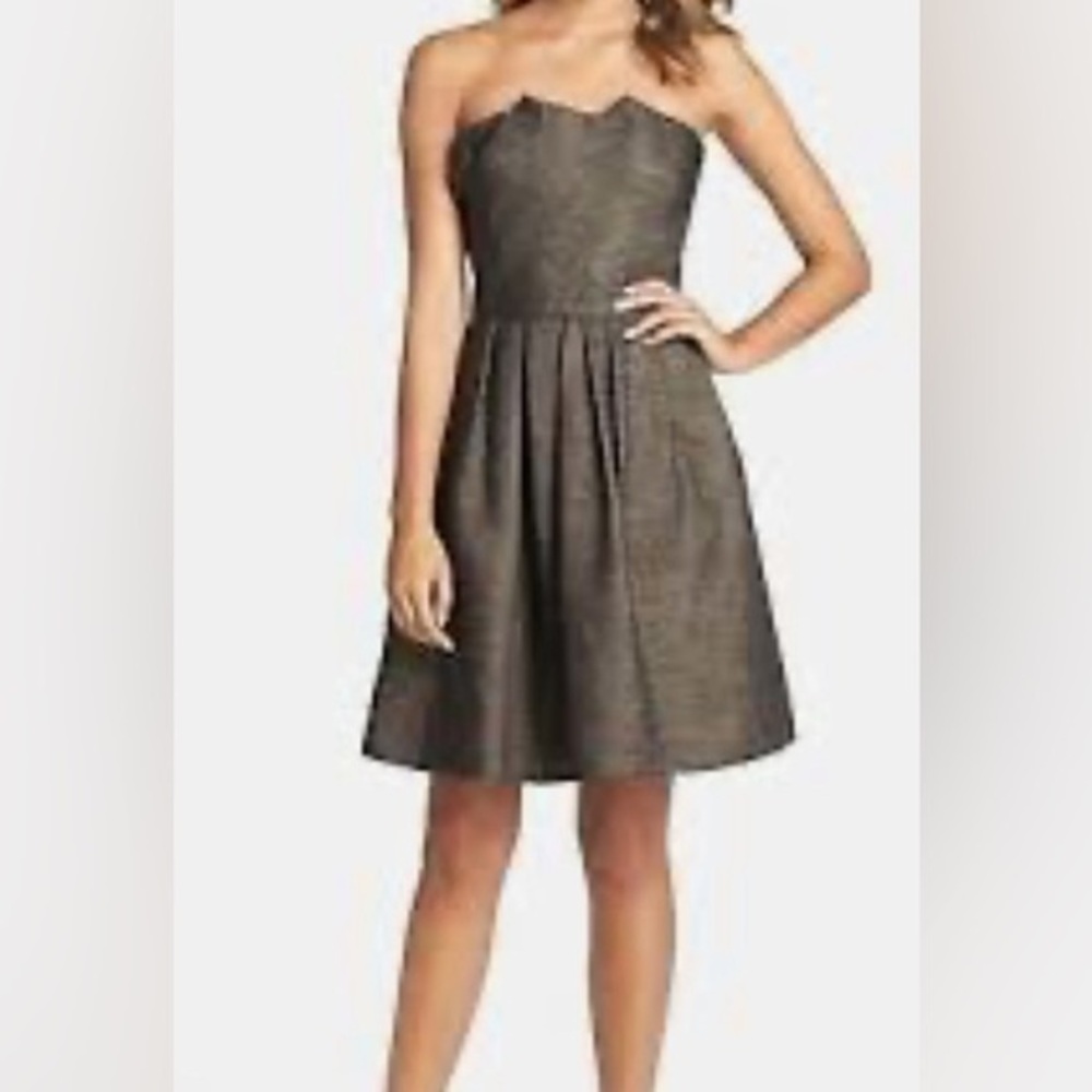 Halston Heritage Gold and Black Strapless Mini Dress NWOT Size 6